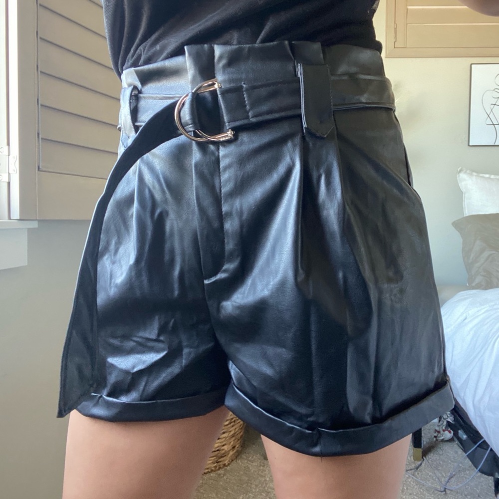 Faux Leather Mom Shorts